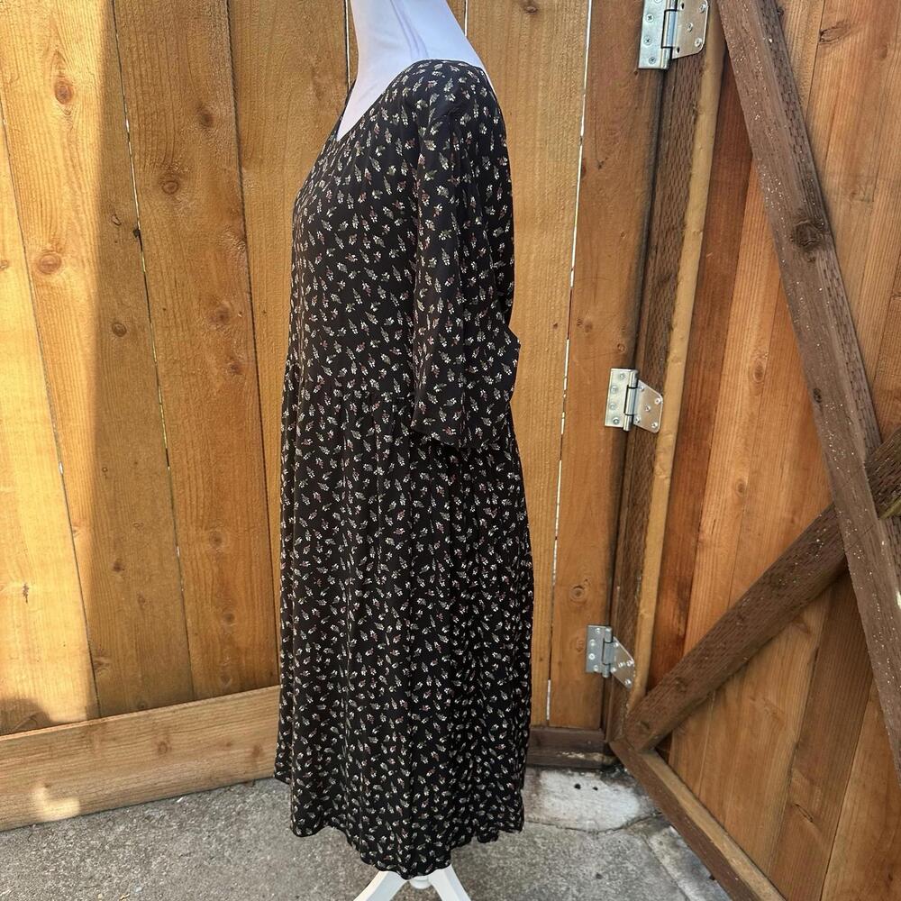 Vintage 90s Cottage Floral Grunge Teacher Tie Back Dress Sz 2xl More Jazz - Picture 2 of 13